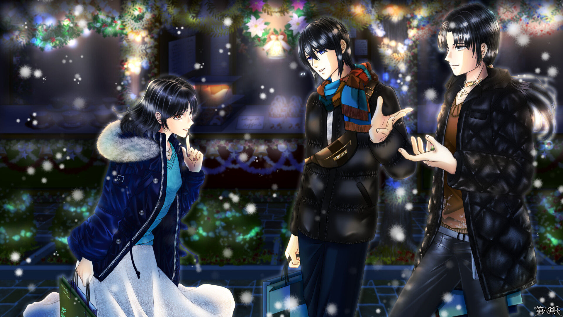 聖夜の光溢れる街中で