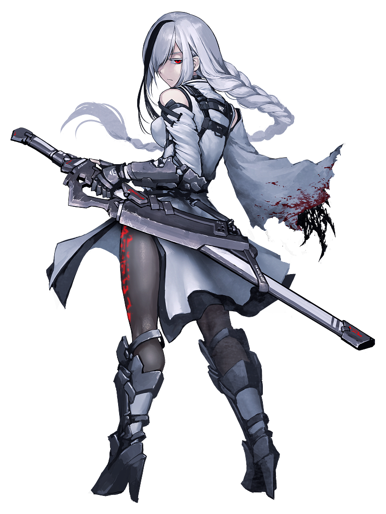 Safebooru - 1girl arm armor black legwear blood blood on clothes boots ...