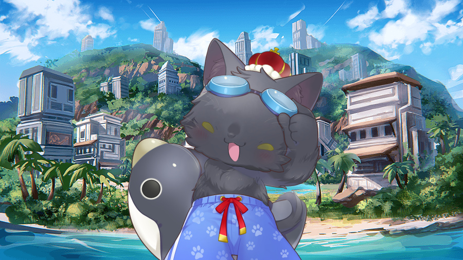 白 猫 水 飛沫 と 笑い声